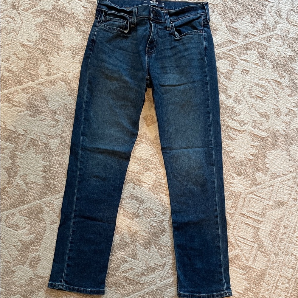 Hollister Men's Slim Straight Jeans in Dark Blue